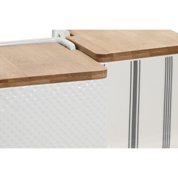 Home ESPRIT Salière avec couvercle Blanc Bambou Grès (Lot de 3)