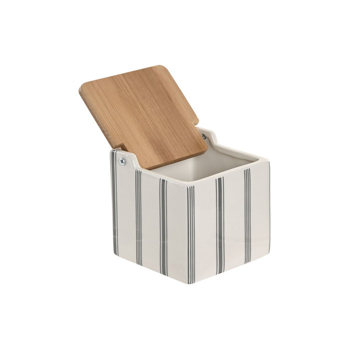 Home ESPRIT Salière avec couvercle Blanc Bambou Grès (Lot de 3)
