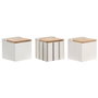 Home ESPRIT Salière avec couvercle Blanc Bambou Grès (Lot de 3)