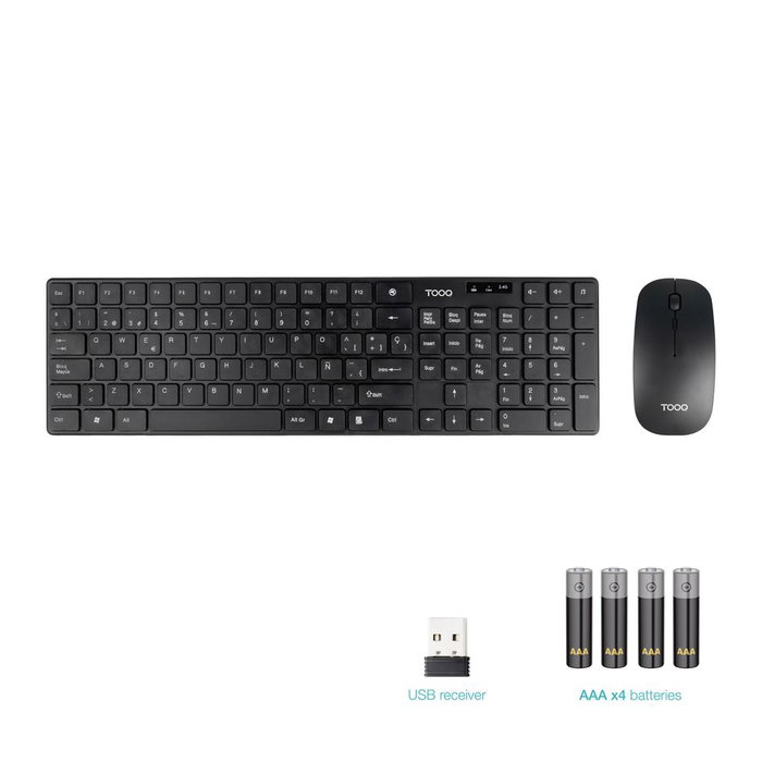 Tooq Ensemble Clavier et Souris Slim Sans Fil Noir Tooq Ensemble Clavier et Souris Slim Sans Fil Noir