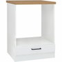 JUNONA Meuble bas four 60 cm avec plan de travail, Blanc brillant et doré
