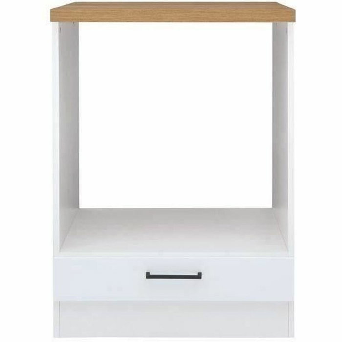 JUNONA Meuble bas four 60 cm avec plan de travail, Blanc brillant et doré JUNONA Meuble bas four 60 cm avec plan de travail, Blanc brillant et doré