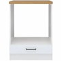 JUNONA Meuble bas four 60 cm avec plan de travail, Blanc brillant et doré