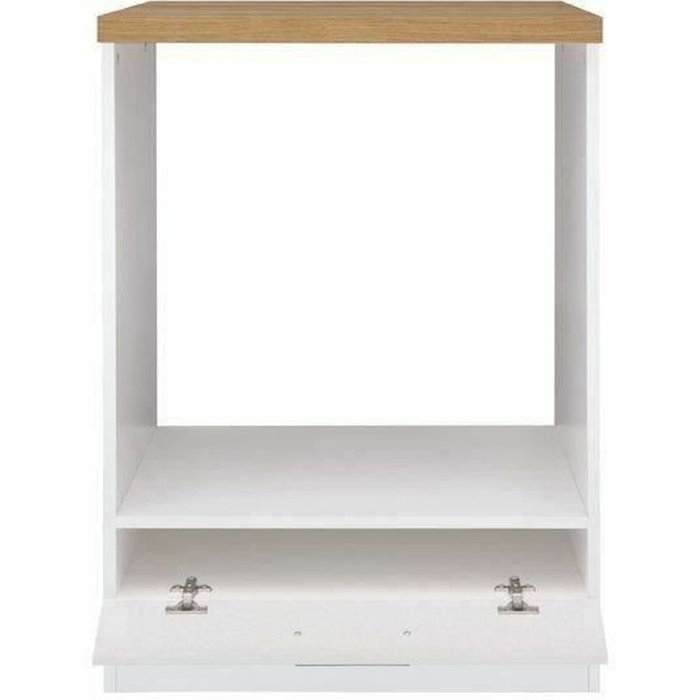 JUNONA Meuble bas four 60 cm avec plan de travail, Blanc brillant et doré JUNONA Meuble bas four 60 cm avec plan de travail, Blanc brillant et doré