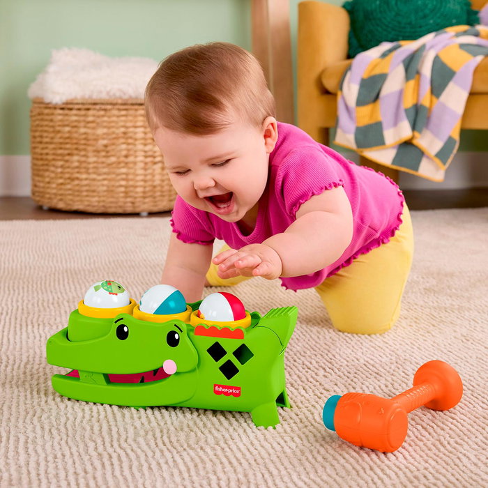 Fisher-Price Cocodrilo Jouet À Marteau Et À Pousser, Peluche Avec Balles, 6 Mois Et Plus