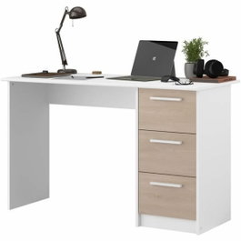 Parisot Bureau droit ESSENTIEL - 3 tiroirs - Chêne et Blanc