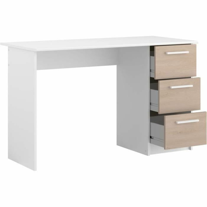 Parisot Bureau droit ESSENTIEL - 3 tiroirs - Chêne et Blanc Parisot Bureau droit ESSENTIEL - 3 tiroirs - Chêne et Blanc