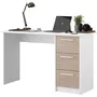 Parisot - Bureau Essentiel - 3 tiroirs - Décor chêne et blanc - L 121,2 x P 55 x H 74,5 cm
