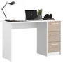 Parisot - Bureau Essentiel - 3 tiroirs - Décor chêne et blanc - L 121,2 x P 55 x H 74,5 cm