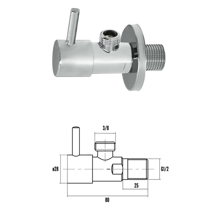 WOLFPACK LINEA PROFESIONAL Llave De Escuadra Cerámica 1/2 inch - 3/8 inch