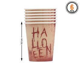Verres en carton avec effet sang 6 unités pour table terrifiante