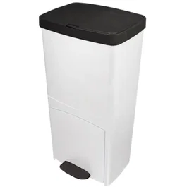Kitchen Move PICEA - Poubelle de cuisine pour tri sélectif 70L avec double compartiment vertical et tiroir, blanc - Modèle recyclé léger et stable