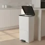 Kitchen Move PICEA - Poubelle de cuisine pour tri sélectif 70L avec double compartiment vertical et tiroir, blanc - Modèle recyclé léger et stable