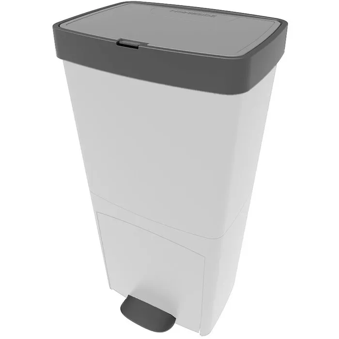 Kitchen Move PICEA - Poubelle de cuisine pour tri sélectif 70L avec double compartiment vertical et tiroir, blanc - Modèle recyclé léger et stable