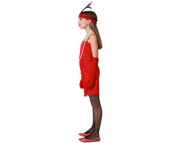 Déguisement Charleston Rouge pour Fille 7-9 Ans - Costume Années 20 Fête Cabaret avec Détails et Filigranes