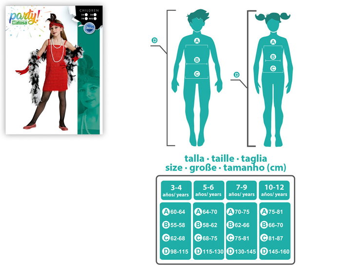 Déguisement Charleston Rouge pour Fille 7-9 Ans - Costume Années 20 Fête Cabaret avec Détails et Filigranes