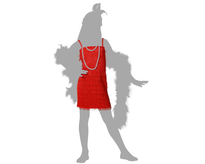 Déguisement Charleston Rouge pour Fille 7-9 Ans - Costume Années 20 Fête Cabaret avec Détails et Filigranes