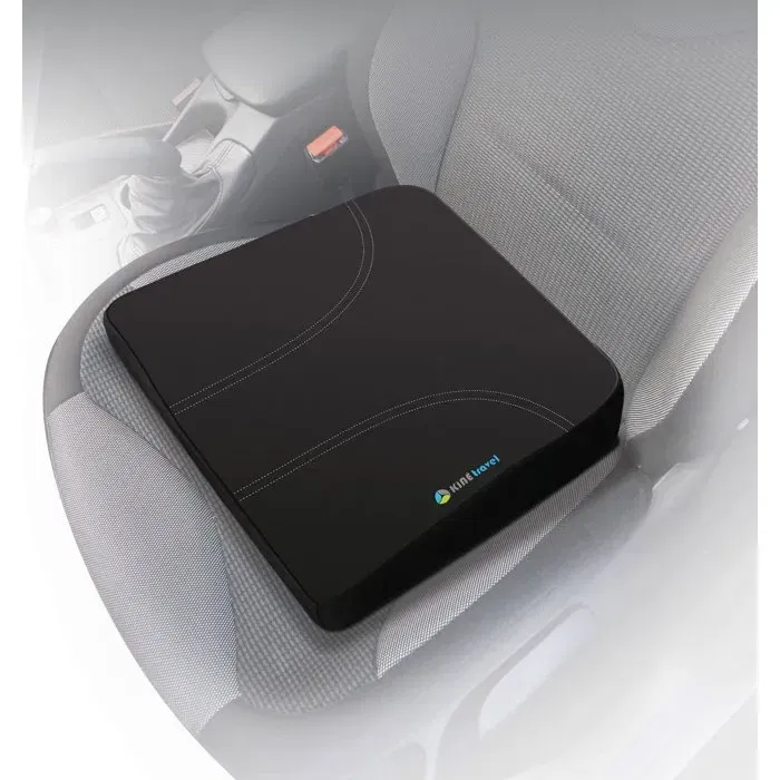 Kine Travel Coussin correcteur d'assise auto en mousse haute densité, développé avec un kiné, 38.5 x 32 x 7/4.5 cm, noir ou gris