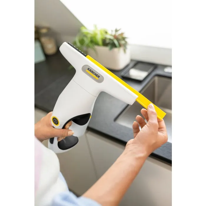 Karcher WV 1 Compact Care - Nettoyeur de vitres portable avec raclette 250 mm, autonomie 25 min, nettoie jusqu'à 70 m² (fenêtres, miroirs, carrelage)