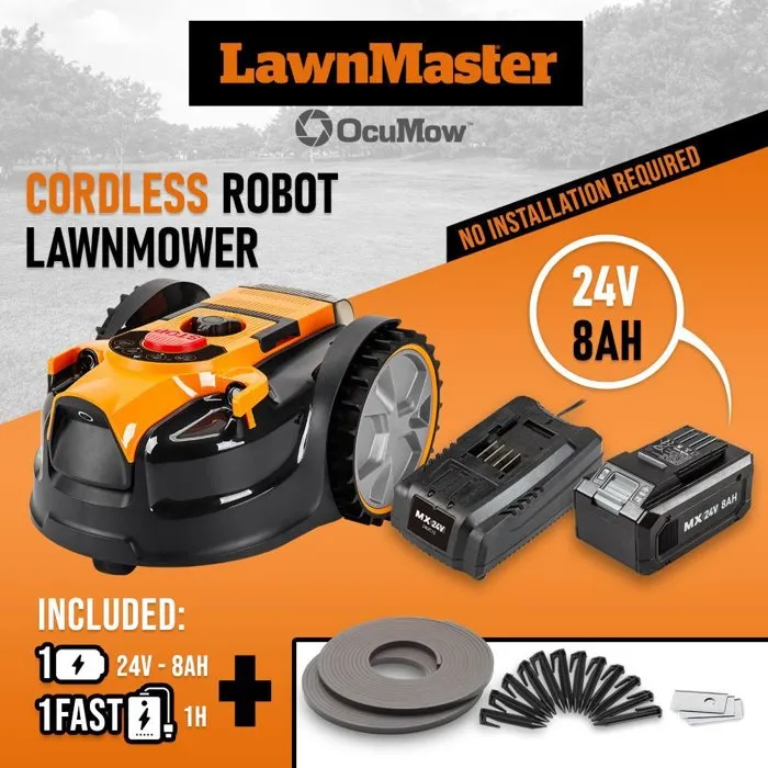 Lawnmaster VBRM16MAX - Robot tondeuse 24V - 8Ah - Sans fil périmétrique Lawnmaster VBRM16MAX - Robot tondeuse 24V - 8Ah - Sans fil périmétrique