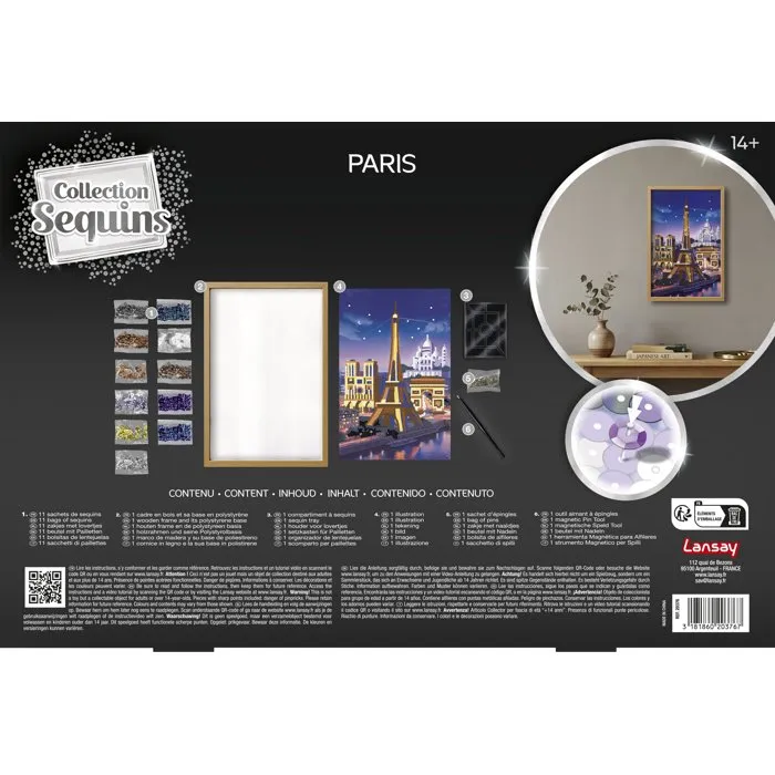 Lansay Collection Sequins - Paris - Cadre en bois et illustration