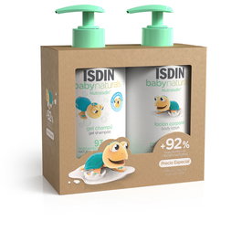 Isdin Coffret 2 Pièces Gel-Shampoing et Lait Corps pour Bébé dès la Naissance - Soin Naturel 400ml + 400ml