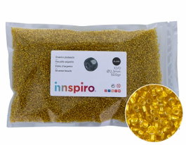 Innspiro Perles de rocaille rondes en verre argenté et jaune 2,3 mm - 500g