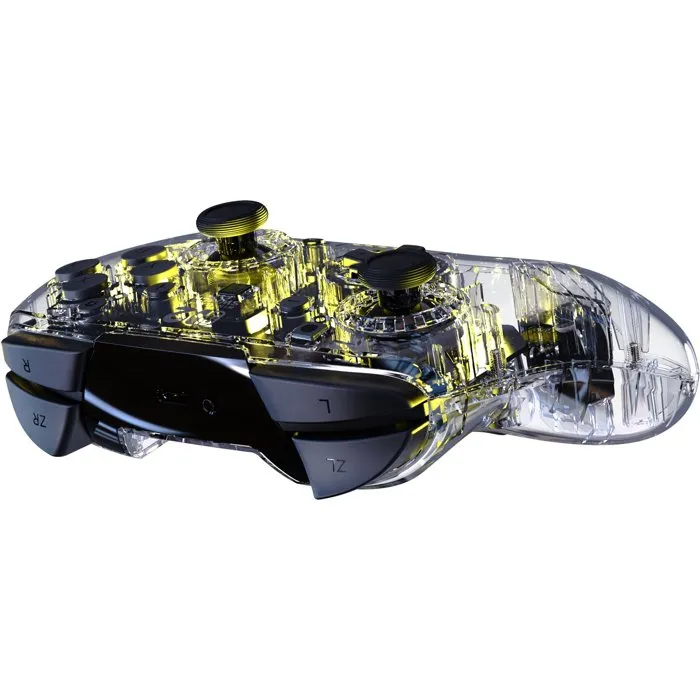 Turtle Beach Afterglow - Manette de jeu sans fil transparente RGB pour Nintendo Switch 2/Switch/Switch Lite/Switch OLED - TMR, commandes des mouvements