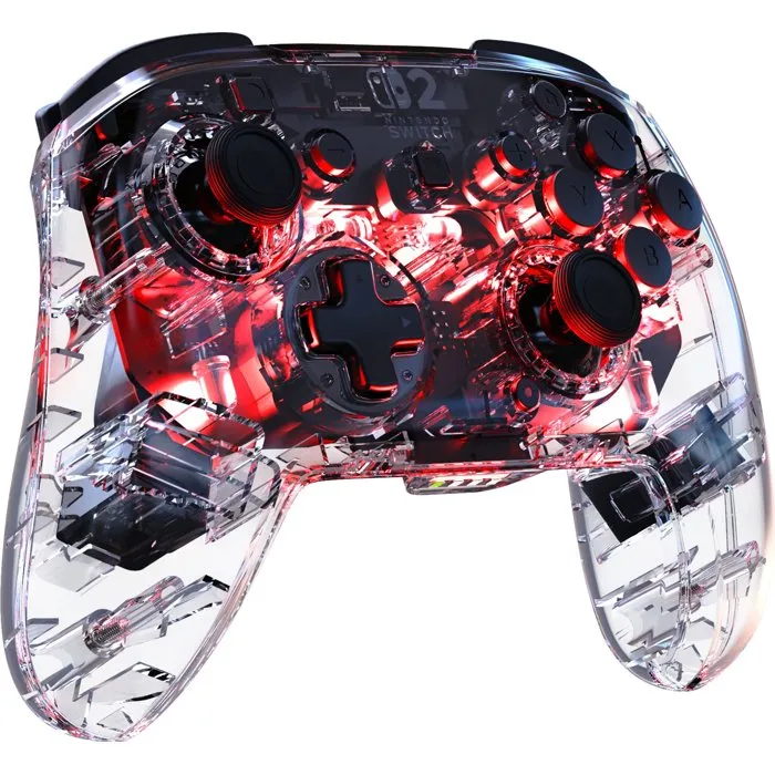 Turtle Beach Afterglow - Manette de jeu sans fil transparente RGB pour Nintendo Switch 2/Switch/Switch Lite/Switch OLED - TMR, commandes des mouvements