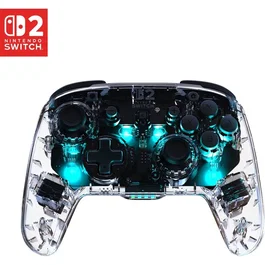 Turtle Beach Afterglow - Manette de jeu sans fil transparente RGB pour Nintendo Switch 2/Switch/Switch Lite/Switch OLED - TMR, commandes des mouvements
