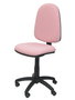 Chaise de bureau Aýna avec mécanisme Contact permanent de base, rembourrée de tissu rose pâle. Équipée d'une base en polyamide noir, sans accoudoirs et de roulettes en nylon de 50 mm.