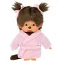 Monchhichi Peluche BANDAI Peignoir Rose 20 cm - Peluche Iconique Ultra Douce pour Câlins et Décoration de Chambre