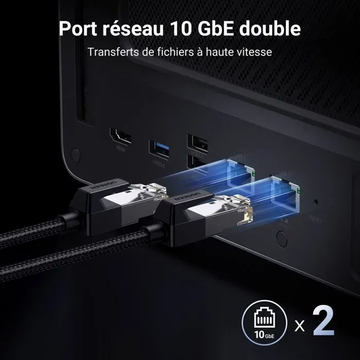 Serveur NAS UGREEN DXP6800 Pro - 6 Baies SATA, 2 NVMe, Intel Core i5 (12e Gen), RAM DDR5, 2 Ports 10 GbE, Thunderbolt 4, Jusqu'à ~196 To