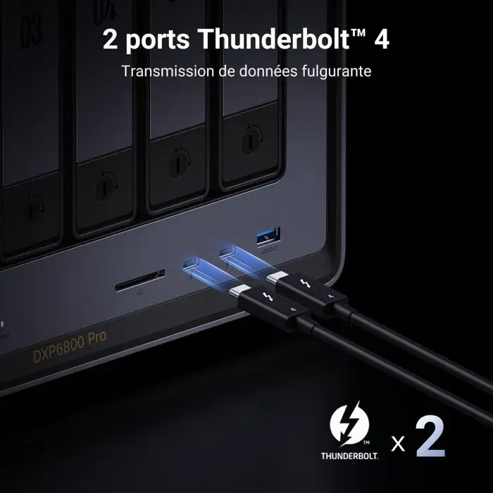 Serveur NAS UGREEN DXP6800 Pro - 6 Baies SATA, 2 NVMe, Intel Core i5 (12e Gen), RAM DDR5, 2 Ports 10 GbE, Thunderbolt 4, Jusqu'à ~196 To