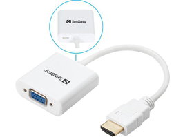 Sandberg - Adaptateur Convertisseur HDMI vers VGA pour Écran et Projecteur - Qualité d'Image Haute Définition - Alimentation USB Optionnelle
