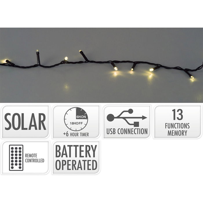 Lifetime Guirlande lumineuse LED Vert tendre 10 m Solaire