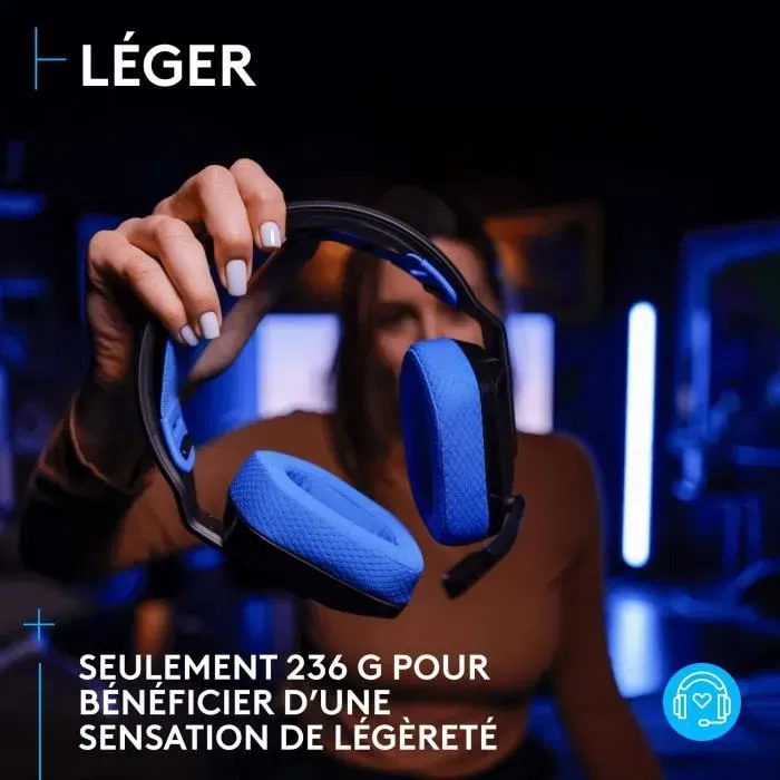 Logitech G G535 Lightspeed Casque Gamer sans Fil Circum-aural, Noir/Bleu, pour PC, PS5, PS4, Mac