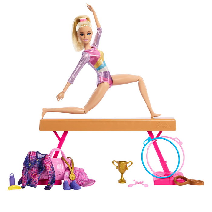 Barbie Coffret Gymnaste avec Poutre d'Équilibre et Accessoires