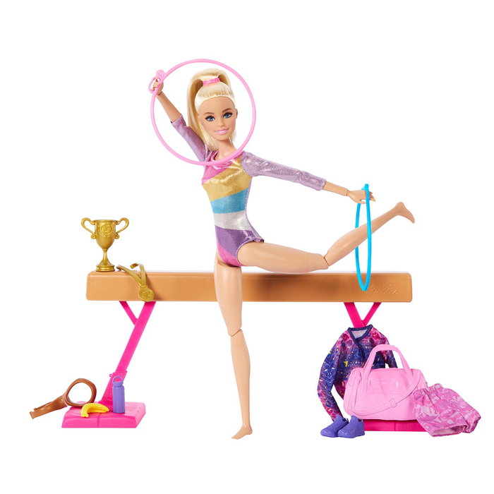 Barbie Coffret Gymnaste avec Poutre d'Équilibre et Accessoires