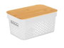 Kinvara Boîte Multiusos Ajourée avec Couvercle Bambou Petit Blanc 26x17.5x12.5 cm (Set de 8)