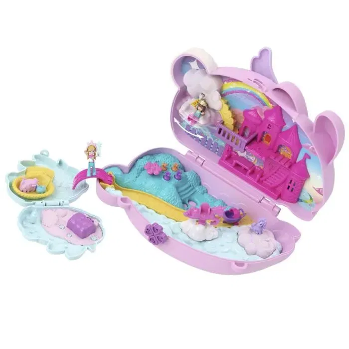 Polly Pocket - Coffret 2 en 1 Lapin JFT88 avec 2 figurines et 12 accessoires - Château et scène familiale - Jeu d'imagination pour enfants dès 4 ans