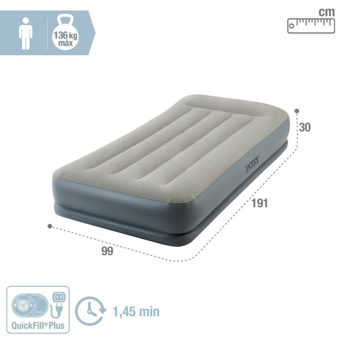 Intex Matelas gonflable Pillow Rest Mid-Rise 1 place Intex Matelas gonflable Pillow Rest Mid-Rise 1 place