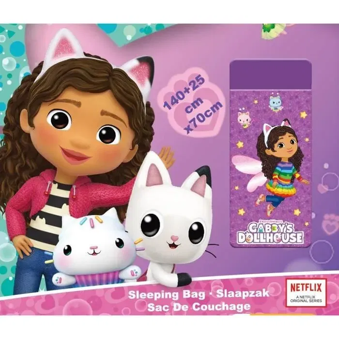 Gabby's Dollhouse - Sac de couchage Gabby et la Maison Magique 165 x 70 cm (165 x 70 cm) - Ultra doux et coloré inspiré du personnage