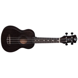 LUNA Ukelele Soprano Vintage Mahogany Black Satin Caoba, Finition Noire Satinée