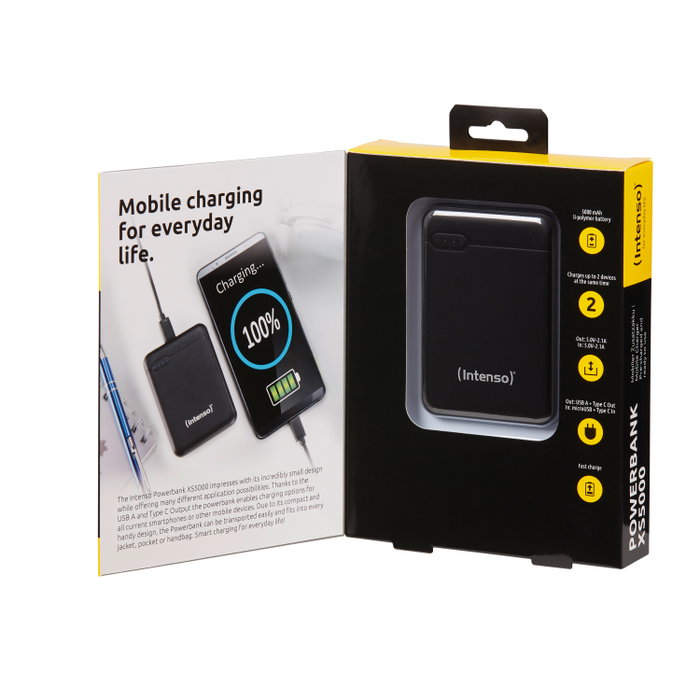 Intenso Powerbank XS5000 5000 mAh Noir avec écran LED et double port USB Intenso Powerbank XS5000 5000 mAh Noir avec écran LED et double port USB