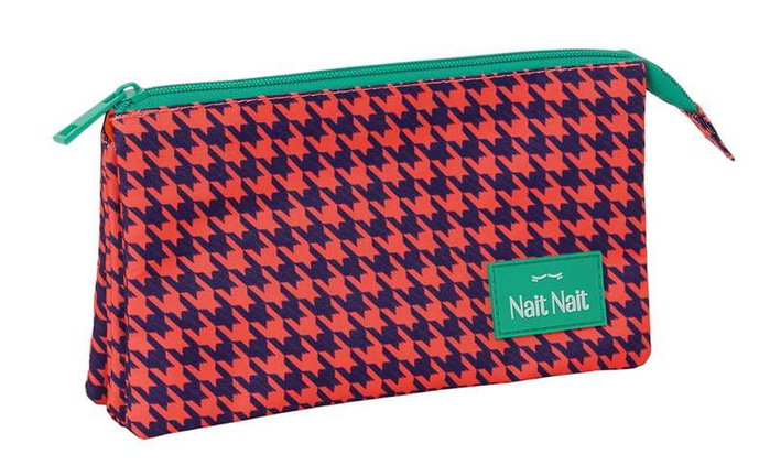 Safta Porte-crayons design pata de gallo, couleur corail, dimensions 22 x 12 x 3 cm, à partir de 3 ans