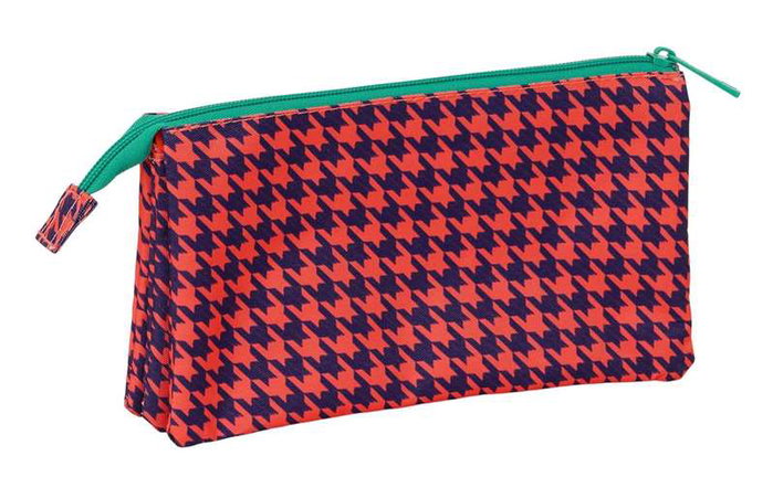 Safta Porte-crayons design pata de gallo, couleur corail, dimensions 22 x 12 x 3 cm, à partir de 3 ans