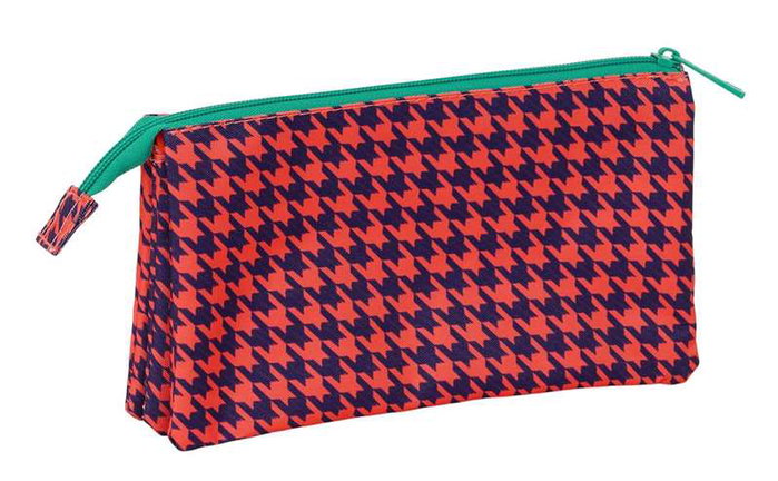 Safta Porte-crayons design pata de gallo, couleur corail, dimensions 22 x 12 x 3 cm, à partir de 3 ans