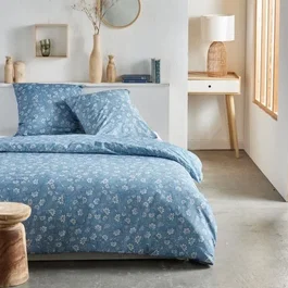 Today Parure de Lit Crazy 2 Personnes - Imprimé Floral Bleu - Housse de Couette 220x240 cm + 2 Taies - Polyester Facile d'Entretien