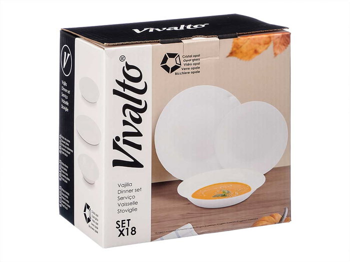 Vivalto Set de Vaisselle Opal Blanc 18 Pièces 26x27x17 cm (Set de 2) Vivalto Set de Vaisselle Opal Blanc 18 Pièces 26x27x17 cm (Set de 2)